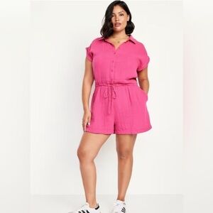 Old Navy Hot Pink Button Down Romper